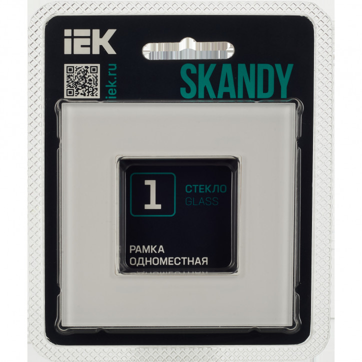 SKANDY Рамка 1-местная SK-F21W стекло арктический белый IEK