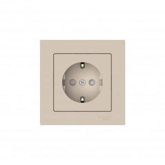 ATLASDESIGN РОЗЕТКА с заземлением со шторками, 16А, в сборе, быстрозажимные клеммы, ПЕСОЧНЫЙ