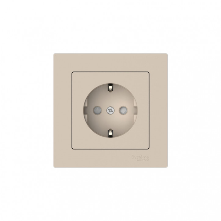 ATLASDESIGN РОЗЕТКА с заземлением со шторками, 16А, в сборе, быстрозажимные клеммы, ПЕСОЧНЫЙ ATLASDESIGN РОЗЕТКА с заземлением со шторками, 16А, в сборе, быстрозажимные клеммы, ПЕСОЧНЫЙ