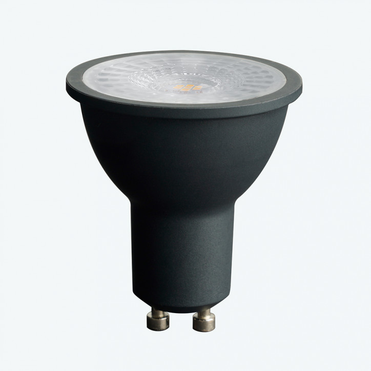 Лампа светодиодная LED 7вт 230в GU10 теплый с линзой 110 гр. черный корпус Feron PRO