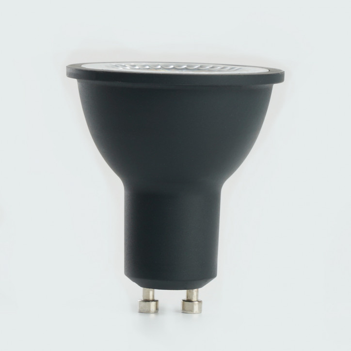 Лампа светодиодная LED 7вт 230в GU10 теплый с линзой 110 гр. черный корпус Feron PRO