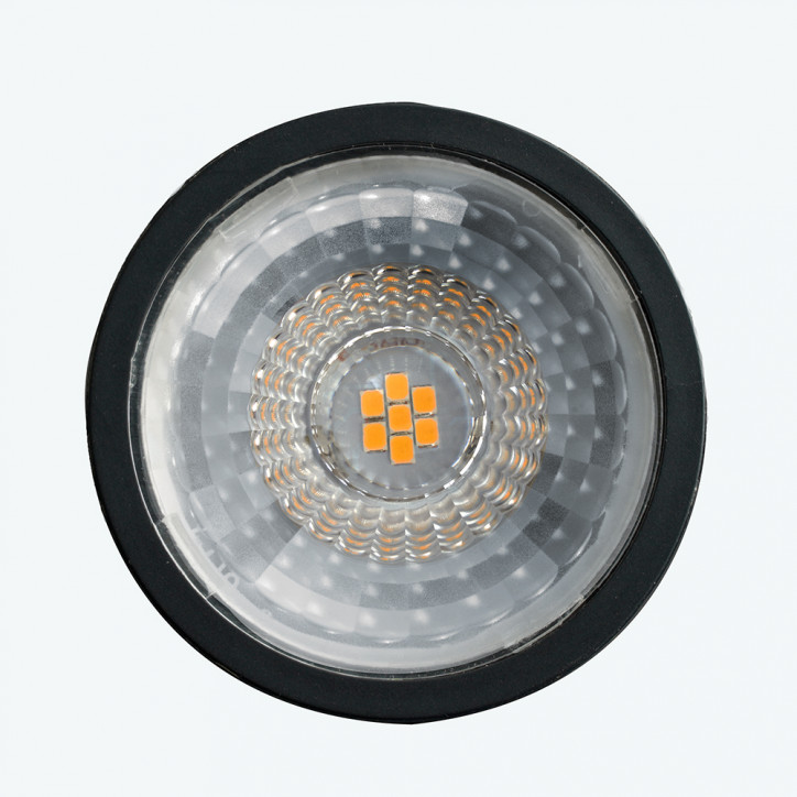 Лампа светодиодная LED 7вт 230в GU10 теплый с линзой 110 гр. черный корпус Feron PRO