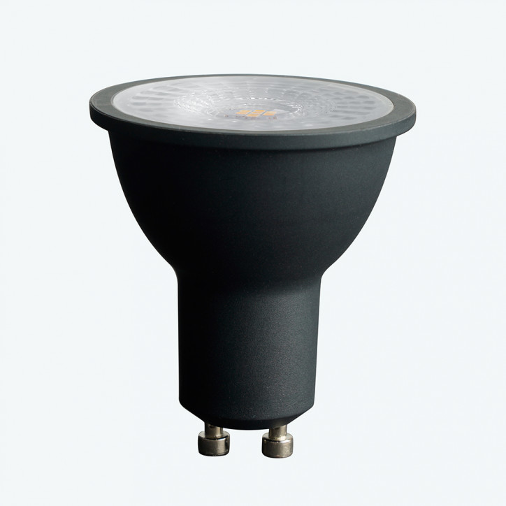 Лампа светодиодная LED 7вт 230в GU10 теплый с линзой 110 гр. черный корпус Feron PRO