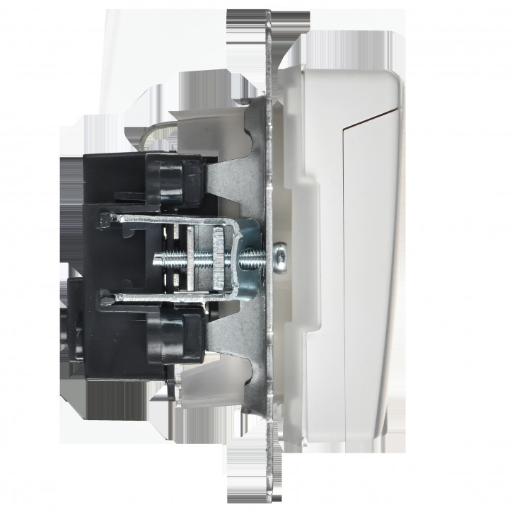 BRITE Розетка 1-местная с заземлением с защитными шторками и крышкой 16А IP44 РСбш10-3-44-БрАБ арктический белый IEK