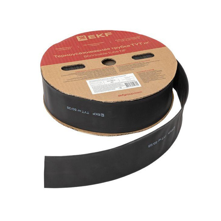 Трубка термоусаживаемая ТУТ нг 50/25 черная рулон PROxima Трубка термоусаживаемая ТУТ нг 50/25 черная рулон PROxima