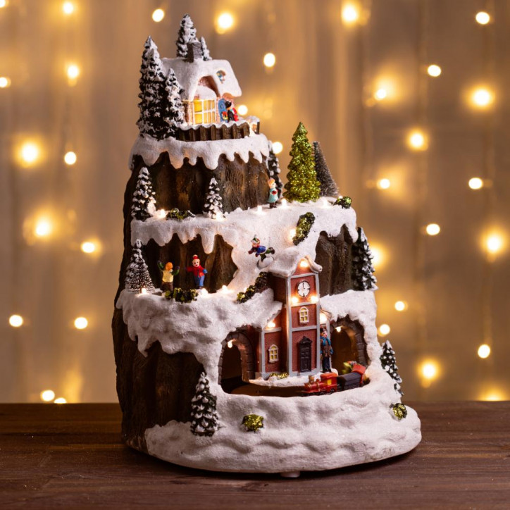 Новогодняя декоративная композиция Рождество, музыка, теплый белый свет, 3*АА, 25*23*34 см EFIS-S07