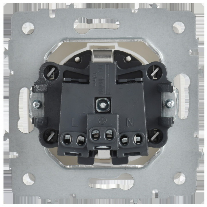 BRITE Розетка 1-местная с заземлением с защитными шторками и крышкой 16А IP44 РСбш10-3-44-БрАБ арктический белый IEK