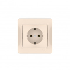 GLOSSA РОЗЕТКА с заземлением, 16А, в сборе, быстрозажимные клеммы, БЕЖЕВЫЙ