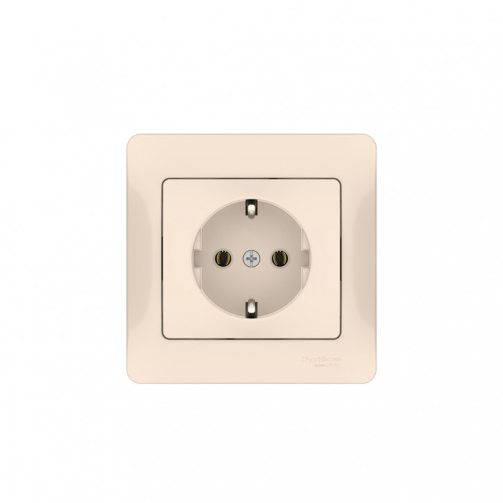 GLOSSA РОЗЕТКА с заземлением, 16А, в сборе, быстрозажимные клеммы, БЕЖЕВЫЙ GLOSSA РОЗЕТКА с заземлением, 16А, в сборе, быстрозажимные клеммы, БЕЖЕВЫЙ