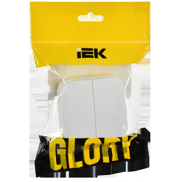 GLORY Выключатель 2-клавишный для открытой установки 10А ВС20-2-0-ХБм белый матовый IEK
