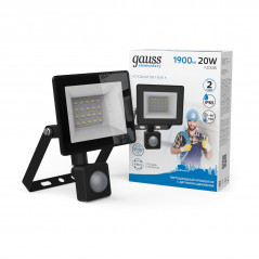Прожектор светодиодный ДО 20 Вт 1900 лм 6500К AC 220В IP65 161х118х40мм с датчиком движения Elementa
