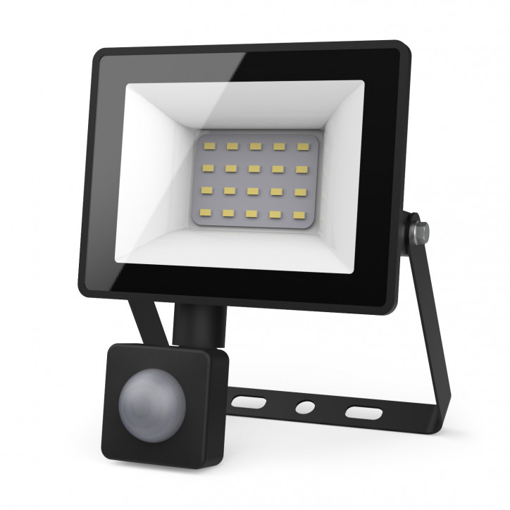 Прожектор светодиодный ДО 20 Вт 1900 лм 6500К AC 220В IP65 161х118х40мм с датчиком движения Elementa Прожектор светодиодный ДО 20 Вт 1900 лм 6500К AC 220В IP65 161х118х40мм с датчиком движения Elementa