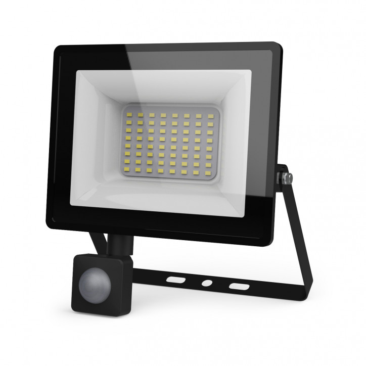Прожектор светодиодный ДО 50 Вт 4750 лм 6500К AC 220В IP65 210х174х40мм с датчиком движения Elementa Прожектор светодиодный ДО 50 Вт 4750 лм 6500К AC 220В IP65 210х174х40мм с датчиком движения Elementa
