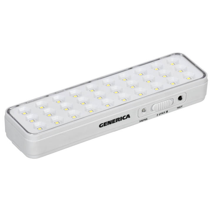 Светильник светодиодный аккумуляторный ДБА 1030 непостоянного действия 30LED 5ч 3Вт GENERICA Светильник светодиодный аккумуляторный ДБА 1030 непостоянного действия 30LED 5ч 3Вт GENERICA