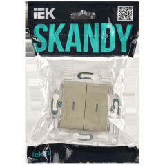 SKANDY Выключатель 2-клавишный проходной с индикацией 10А SK-V10B бежевый IEK