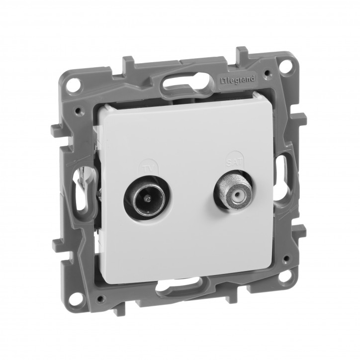 ETIKA Розетка телевизионная TV/SAT двухкабельная белая ETIKA Розетка телевизионная TV/SAT двухкабельная белая