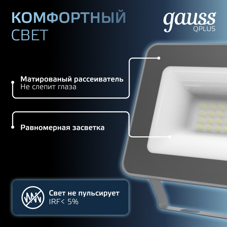 Прожектор светодиодный ДО 20 Вт 2100 лм 6500К AC 220В IP65 102х28х125мм матрированное закаленное сте