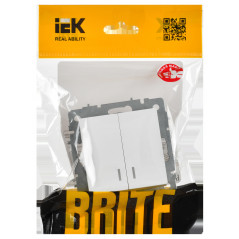 BRITE Выключатель 2-клавишный с индикацией 10А безвинтовое крепление ВС11-2-1-БрАБ арктический белый IEK
