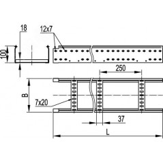 Лоток лестничный 100х300 L-3000мм цинк-ламельный
