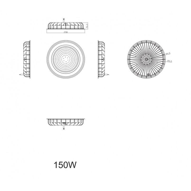 Cветильник cветодиодный подвесной SPP-402-0-50K-150 IP65 150Вт 15000Лм 5000К Кп«2 процентов КСС Д DOB