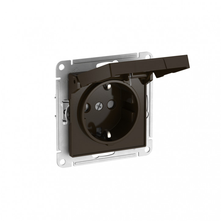 ATLASDESIGN РОЗЕТКА с заземлением со шторкой с крышкой, 16А,IP20, быстрозажимные клеммы, МОККО