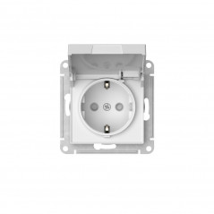 ATLASDESIGN РОЗЕТКА с заземлемлением со шторкой с крышкой, 16А ,IP20, быстрозажимные клеммы, БЕЛЫЙ