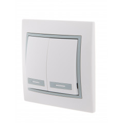 MIRA Выключатель двухклавишный белый с серой вставкой