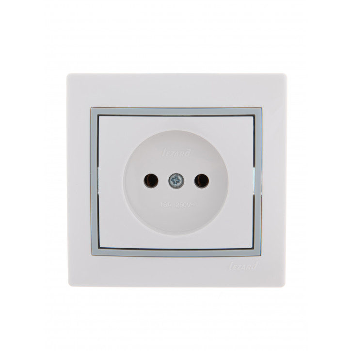 MIRA Розетка без заземления белая с серой вставкой