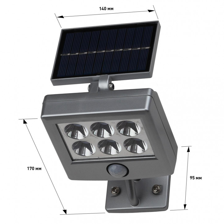 Прожектор с датчиком движения, на солнечной батарее, 6LED, 150 lm ERAFS048-08 Прожектор с датчиком движения, на солнечной батарее, 6LED, 150 lm ERAFS048-08