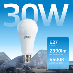 Лампа светодиодная LED 30 Вт 2390 лм 6500К А70 груша холодный E27 AC 220В Elementary Gauss