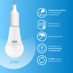 Лампа светодиодная LED 30 Вт 2390 лм 6500К А70 груша холодный E27 AC 220В Elementary Gauss