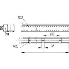 Лестничный лоток 50х100, L6000, горячий цинк