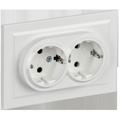 BRITE Розетка двойная с заземлением с защитными шторками 16А в сборе РСш12-3-БрБ белый