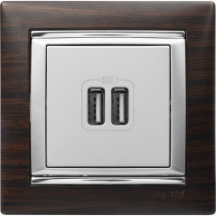 VALENA Розетка двойная USB алюминий
