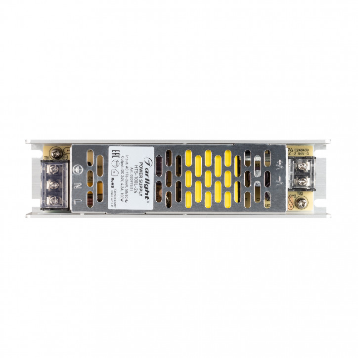 Блок питания HTS-100L-24 (24V, 4.2A, 100W) (IP20 Сетка, 3 года) Блок питания HTS-100L-24 (24V, 4.2A, 100W) (IP20 Сетка, 3 года)