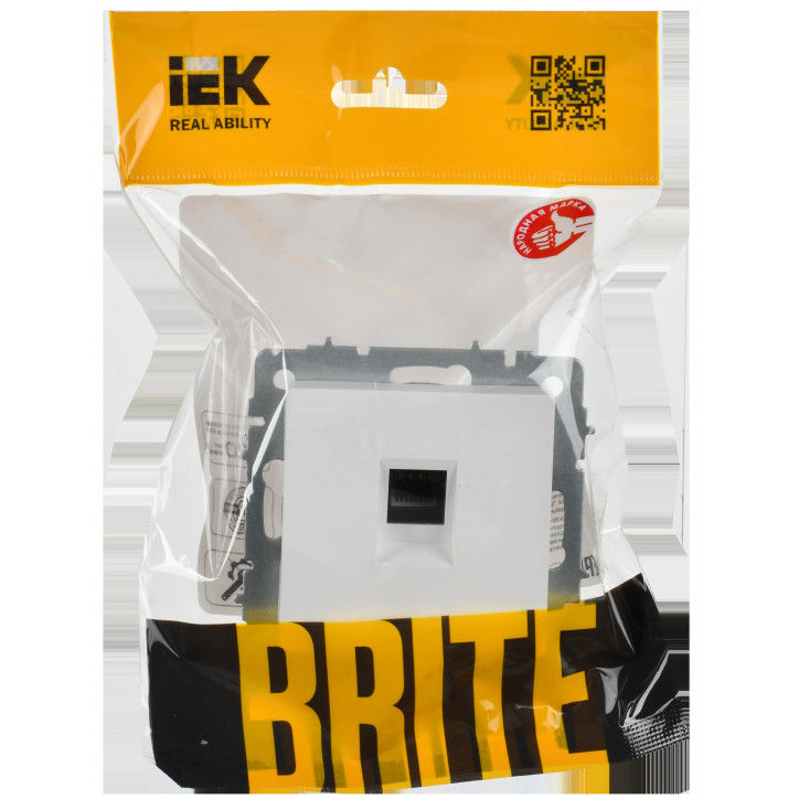 BRITE Розетка компьютерная RJ45 кат.5E РК10-БрАБ арктический белый IEK BRITE Розетка компьютерная RJ45 кат.5E РК10-БрАБ арктический белый IEK