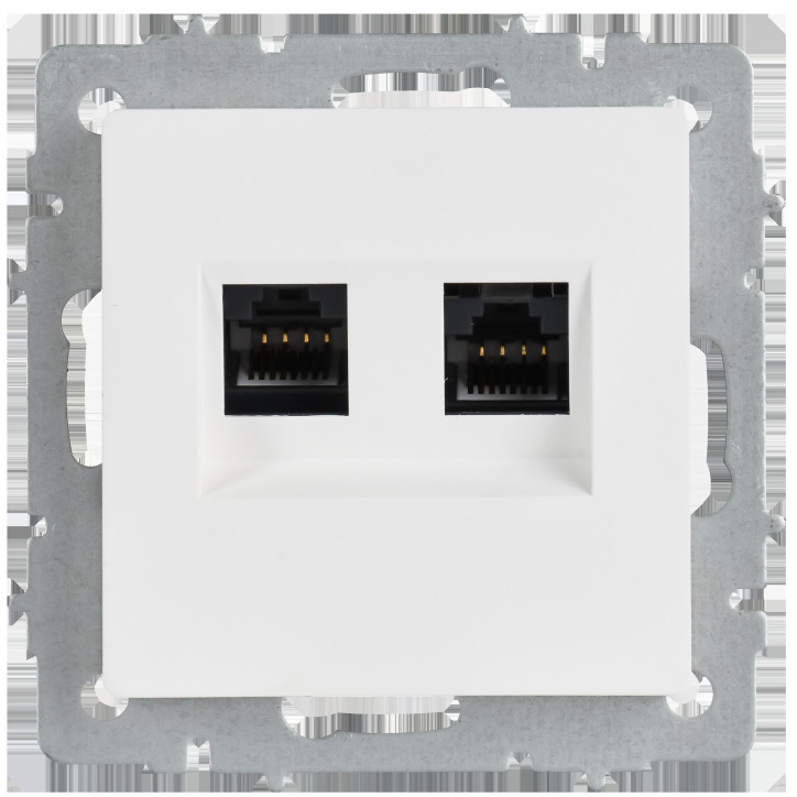 BRITE Розетка компьютерная двойная RJ45 кат.6 РК11-2-БрАБ арктический белый IEK BRITE Розетка компьютерная двойная RJ45 кат.6 РК11-2-БрАБ арктический белый IEK