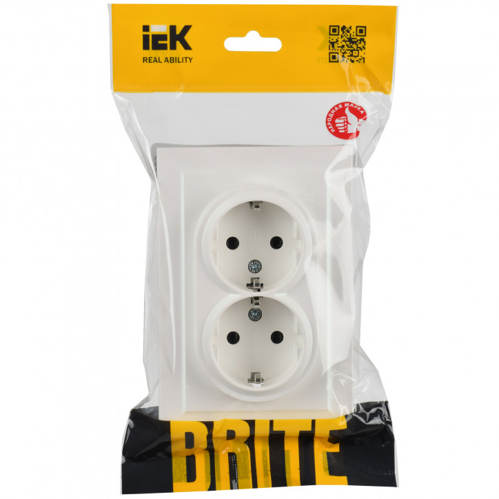 BRITE Розетка двойная с заземлением без защитных шторок 16А в сборе РС12-3-БрЖ жемчуг BRITE Розетка двойная с заземлением без защитных шторок 16А в сборе РС12-3-БрЖ жемчуг