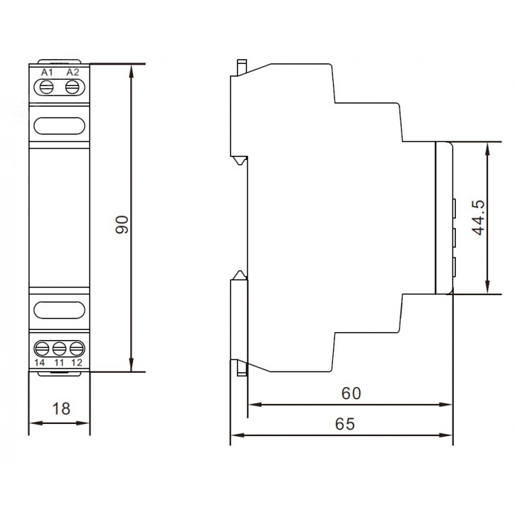 Реле контроля фаз, 3 фазы, контроль напряжения, контроль обрыва фаз, конфигурация контакта 2CO, 208-480В