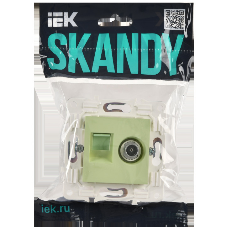 SKANDY Розетка двойная TV+RJ45 кат.5E SK-A14G мятный IEK SKANDY Розетка двойная TV+RJ45 кат.5E SK-A14G мятный IEK