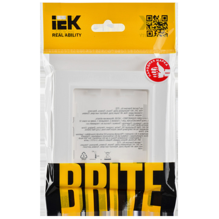 BRITE Рамка 1-местная РУ-1-БрАБ арктический белый IEK