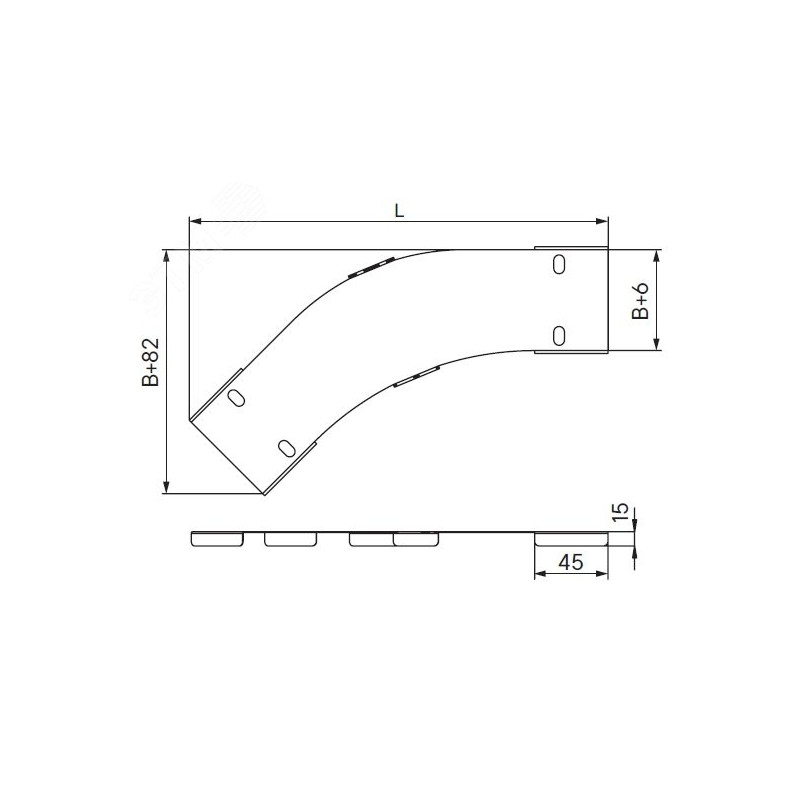 Крышка на угол горизонтальный 45 градусов 80, 1,2 мм, в комплекте с крепежными элементами необходимыми для монтажа