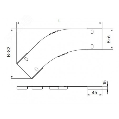 Крышка на угол горизонтальный 45 градусов 80, 1,2 мм, в комплекте с крепежными элементами необходимыми для монтажа
