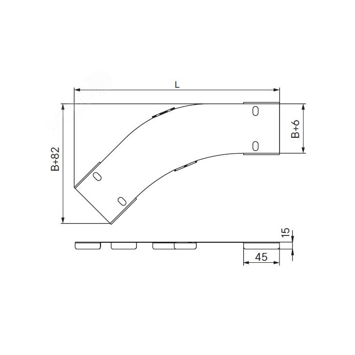 Крышка на угол горизонтальный 45 градусов 80, 1,2 мм, в комплекте с крепежными элементами необходимыми для монтажа