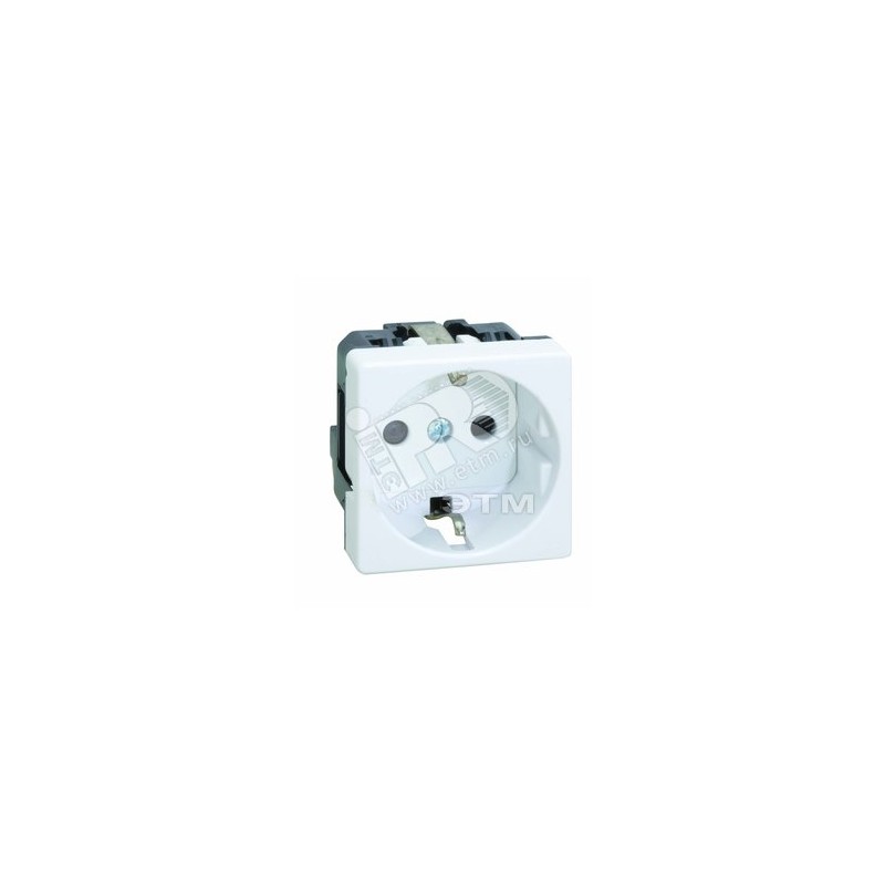 Розетка 2P+E Schuko со шторками, безвинтовой зажим, 16А 250В, S27, сл.кость