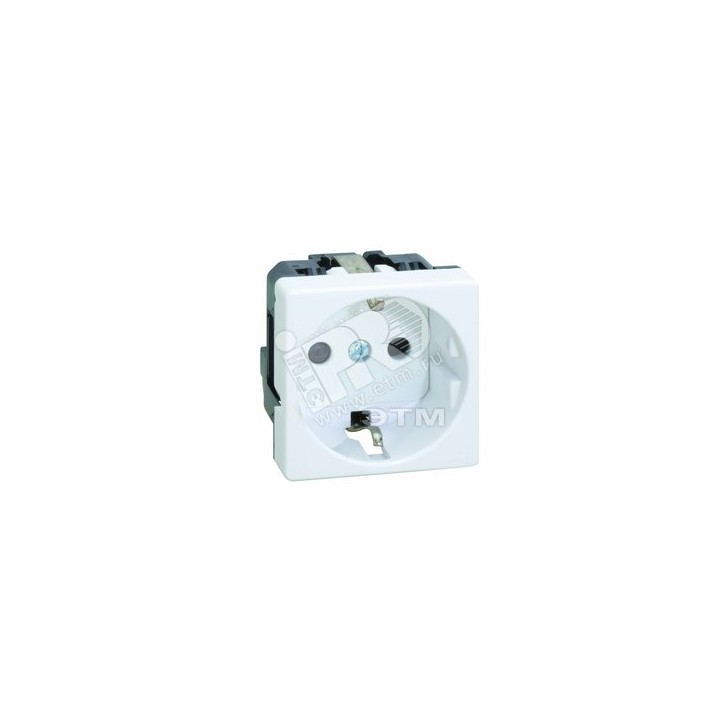 Розетка 2P+E Schuko со шторками, безвинтовой зажим, 16А 250В, S27, сл.кость
