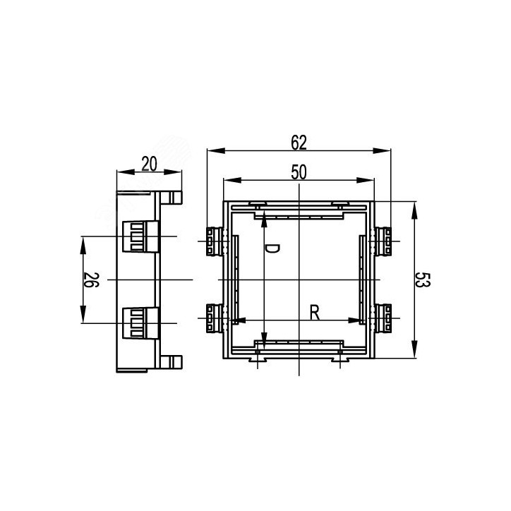 In-Liner Front каркас под 2 модуля 45х45 белый