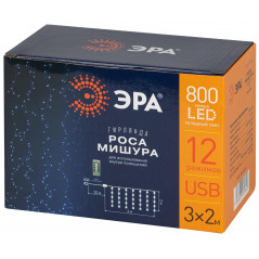 Гирлянда Занавес Роса-мишура, 3*2 м, 800 microLED, холодный свет, ПДУ, IP20 ENIZ-800H