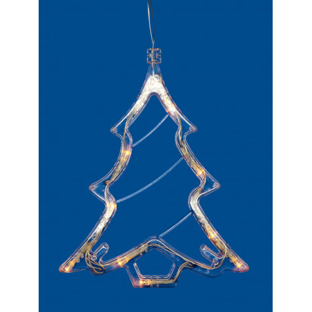 Фигура светодиодная Ёлочка на батарейках 3AAA (не в/к) 18х19см Подвесная 10 светодиодов Теплый Провод прозрачный