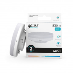 Лампа светодиодная LED 11 Вт 830 лм 4100К таблетка нейтральный GX53 AC 220В Elementary Gauss